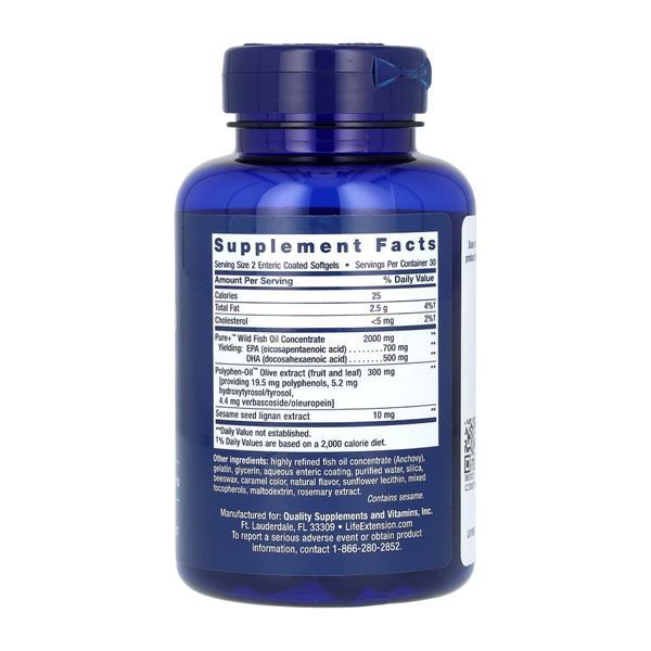 Super Omega-3 EPA/DHA Fish Oil Sesame Lignans & Olive Extract Enteric Coated - 60 softgels &mdash; оригінальний товар