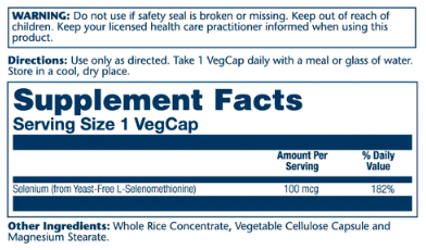 Selenium Yeast Free 100mcg - 90 vcaps &mdash; оригинальный товар