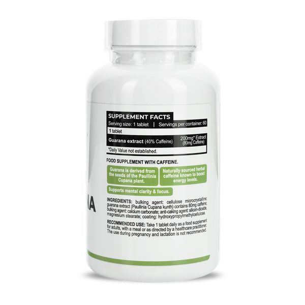 Guarana Extract 200mg with Caffeine 80mg - 60 tabs &mdash; оригинальный товар