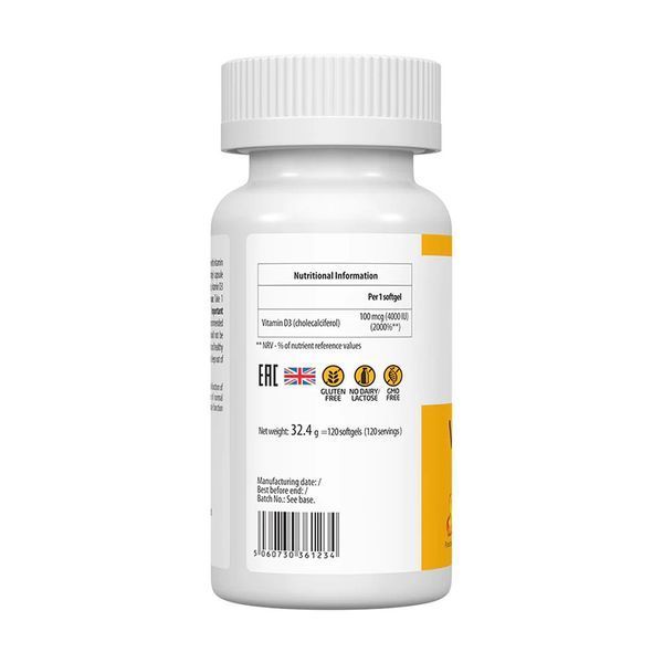Vitamin D3 4000IU - 120 softgels &mdash; оригінальний товар