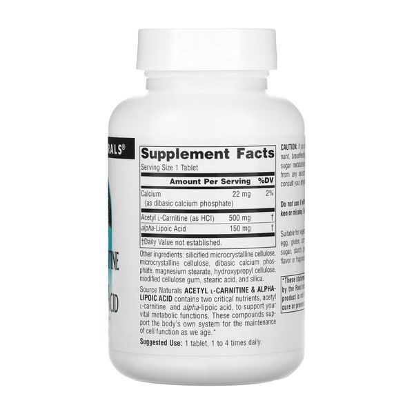 Acetyl L-Carnitine & Alpha-Lipoic Acid 650mg - 60 tabs &mdash; оригинальный товар