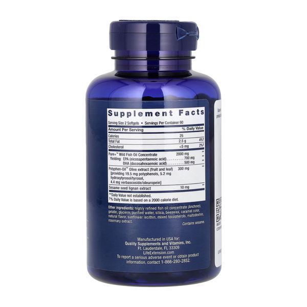 Super Omega-3 EPA/DHA Fish Oil Sesame Lignans & Olive Extract - 120 softgels &mdash; оригинальный товар