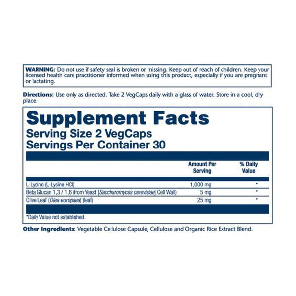 L-Lysine with Beta Glucan 1000mg - 60 vcaps &mdash; оригинальный товар