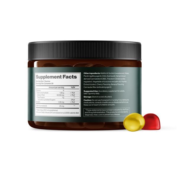 CBD Gummies Full Spectrum 750 mg Cherry & Banana - 30 gummies (Пошкоджена кришка) &mdash; оригінальний товар