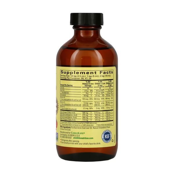 Cod Liver Oil Liquid - 237ml Natural Strawberry &mdash; оригінальний товар