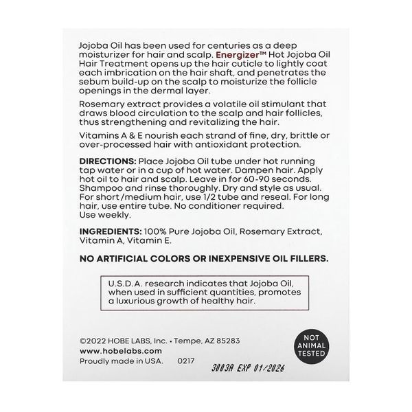 Energizer Hot Jojoba Oil Hair Treatment 3 Reclosable Tubes - 14.8 ml (До 01.26) &mdash; оригінальний товар