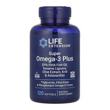 Super Omega-3 Plus EPA/DHA Fish Oil, Sesame Lignans, Olive Extract, Krill & Astaxanthin - 120 softgels &mdash; оригінальний товар