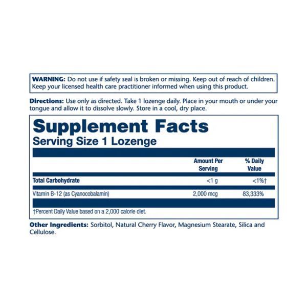 Vitamin B-12 2000mcg - 90 lozenges Natural Cherry &mdash; оригінальний товар