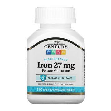 Iron 27 mg Ferrous Gluconate - 110 tabs &mdash; оригинальный товар