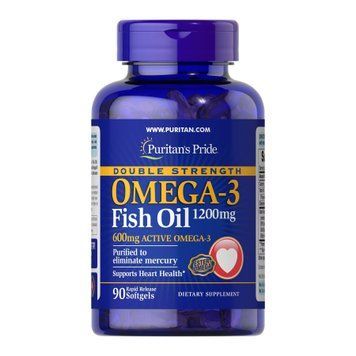 Double Strength Omega-3 Fish Oil 1200mg/600mg Omega-3 - 90 sgels (Повреждена банка) &mdash; оригинальный товар