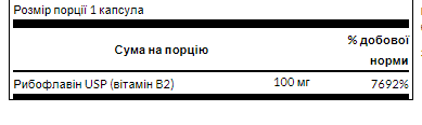 Riboflavin Vitamin B-2 100mg - 100caps &mdash; оригинальный товар
