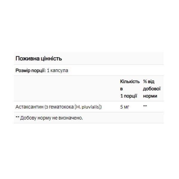 Natural Astaxanthin 5mg - 60 softgels &mdash; оригінальний товар