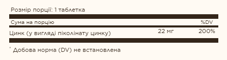 Zinc Picolinate 22 mg - 100 tab &mdash; оригінальний товар