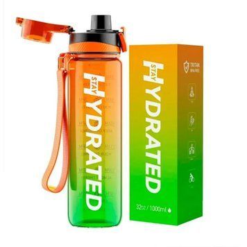 Hydrated Water Bottle - 1000ml Tritan Green Orange &mdash; оригинальный товар