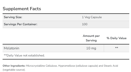 Melatonin 10 mg - 100 vcaps &mdash; оригінальний товар