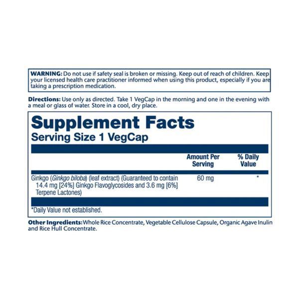 Ginkgo Biloba Leaf Extract 60mg - 60 vcaps &mdash; оригинальный товар