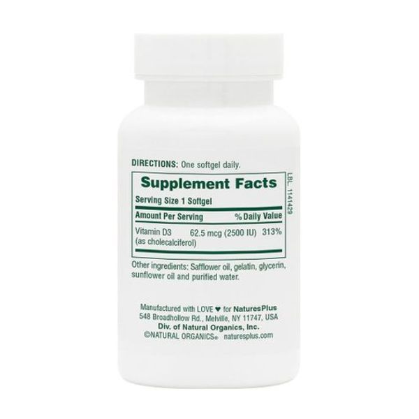 Vitamin D3 2500 IU - 90 softgels &mdash; оригінальний товар