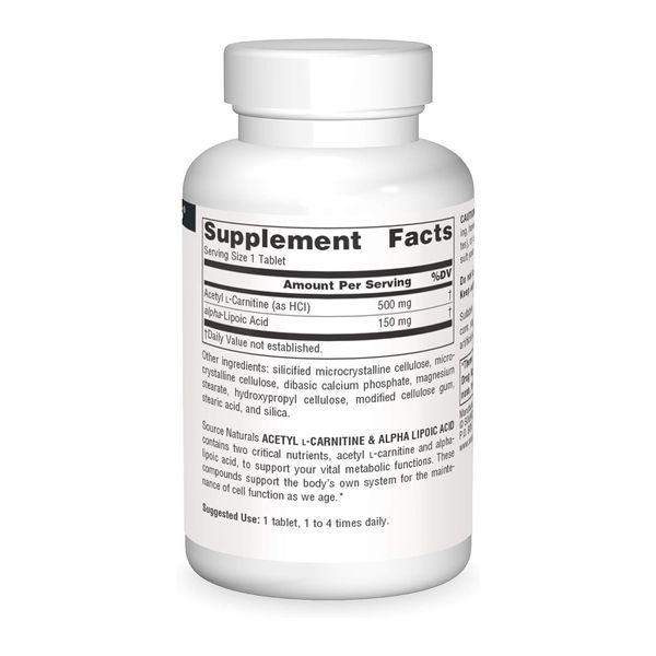 Acetyl L-Carnitine & Alpha-Lipoic Acid 650 mg - 30 tabs &mdash; оригинальный товар