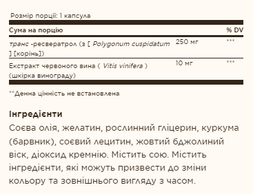 Resveratrol 250mg with Red Wine Extract - 30 softgels &mdash; оригинальный товар