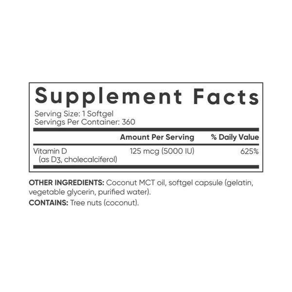 Vitamin D3 5000IU - 360 softgels &mdash; оригінальний товар