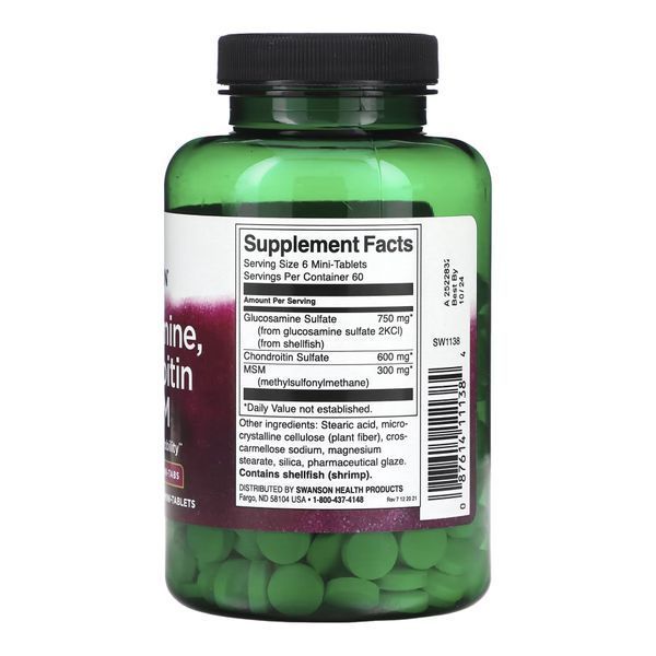 Glucosamine, Chondroitin & Msm Mini Tabs - 360 tabs &mdash; оригинальный товар