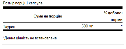 Taurine 500mg - 100caps &mdash; оригинальный товар