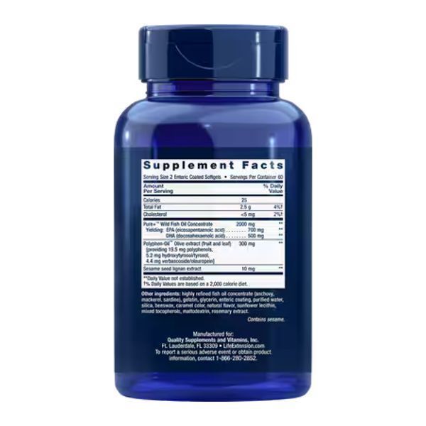 Super Omega-3 EPA/DHA Fish Oil, Sesame Lignans & Olive Extract - 120 Enteric coated softgels &mdash; оригинальный товар