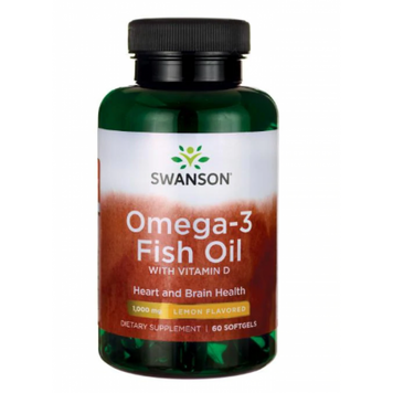 Omega-3 Fish Oil whith vitamin D - Lemone Flavored 1000mg - 60 sgels &mdash; оригинальный товар