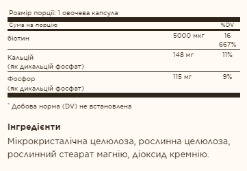 Biotin 5000mcg - 100 vcaps &mdash; оригинальный товар