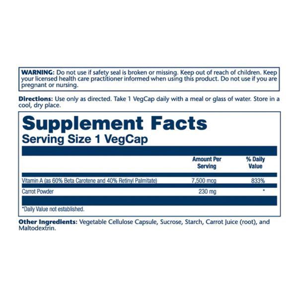 Vitamin A Dry Form 7600mcg - 60 caps &mdash; оригинальный товар