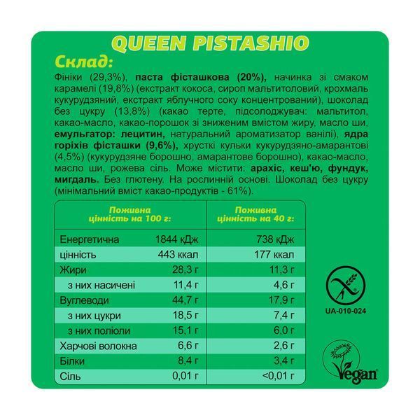 Fizi Protein Bar Guilty Pleasure - 10x45g Queen Pistachio (Пошкоджена упаковка) &mdash; оригінальний товар