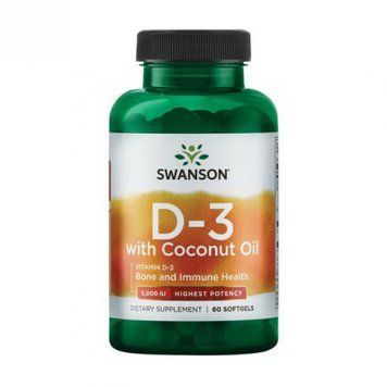 D3 with Coconut oil 5000iu - 60 softgels &mdash; оригинальный товар
