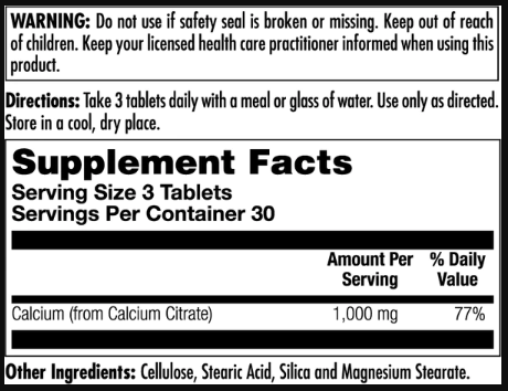 Calcium Citrate 1000mg - 90 tabs &mdash; оригінальний товар