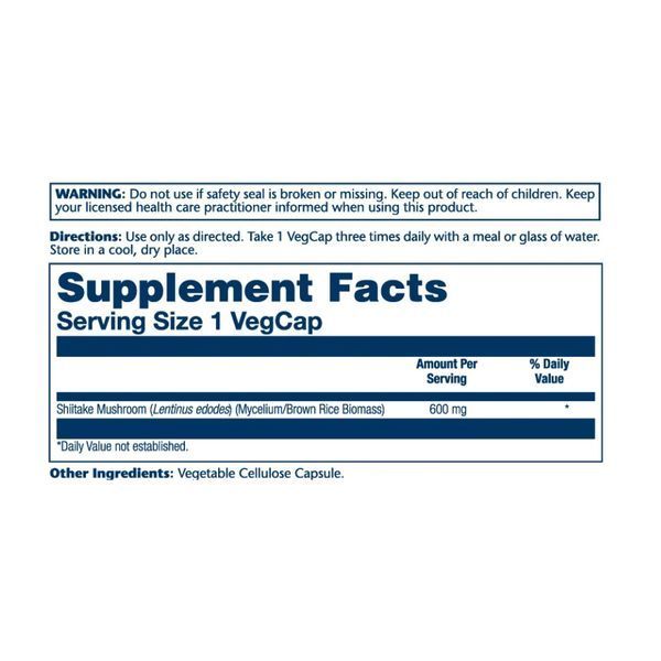 Shiitake Mushroom 600mg - 100 vcaps &mdash; оригинальный товар