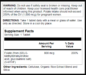 Methyl Folate 800mcg - 90 tabs &mdash; оригинальный товар