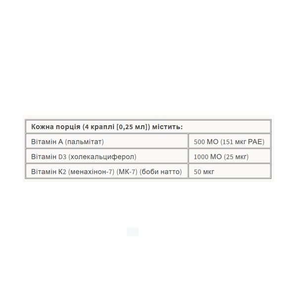 Vitamin K2+D3+A 50 mcg/1000 IU/500 IU - 30ml &mdash; оригінальний товар