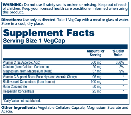 Vitamin C with Bioflavonoid Concentrate 500mg - 100 vcaps &mdash; оригінальний товар