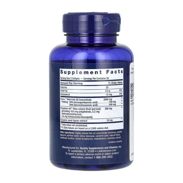 Super Omega-3 EPA/DHA Fish Oil Sesame Lignans & Olive Extract	- 60 softgels &mdash; оригінальний товар