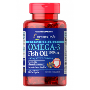 Omega-3 Fish Oil Extra Strength 1500 mg (450 mg Active Omega-3) 60 Softgels &mdash; оригинальный товар