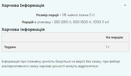 Taurine - 250g &mdash; оригинальный товар