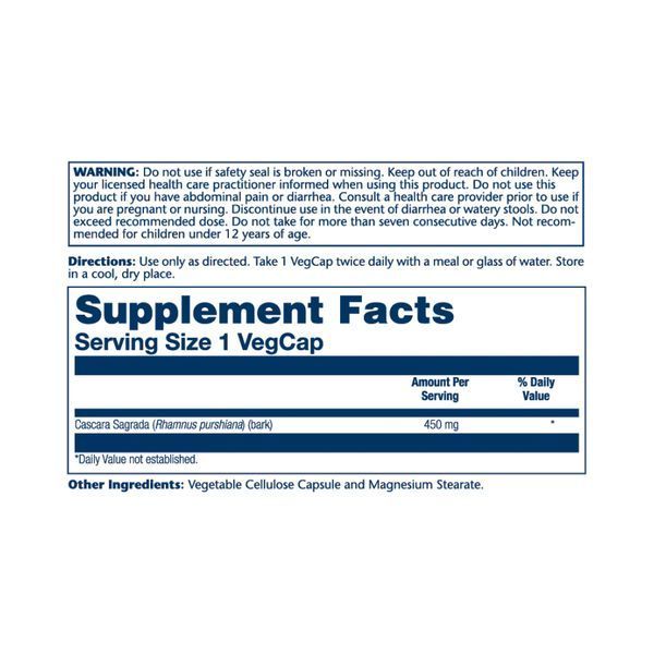Cascara Sagrada Bark 450mg - 100 vcaps &mdash; оригінальний товар