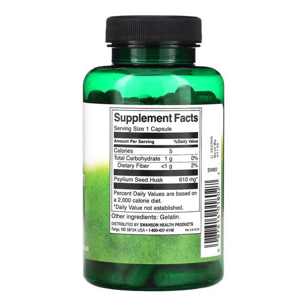 Psyllium Husks 610mg - 100 caps &mdash; оригинальный товар