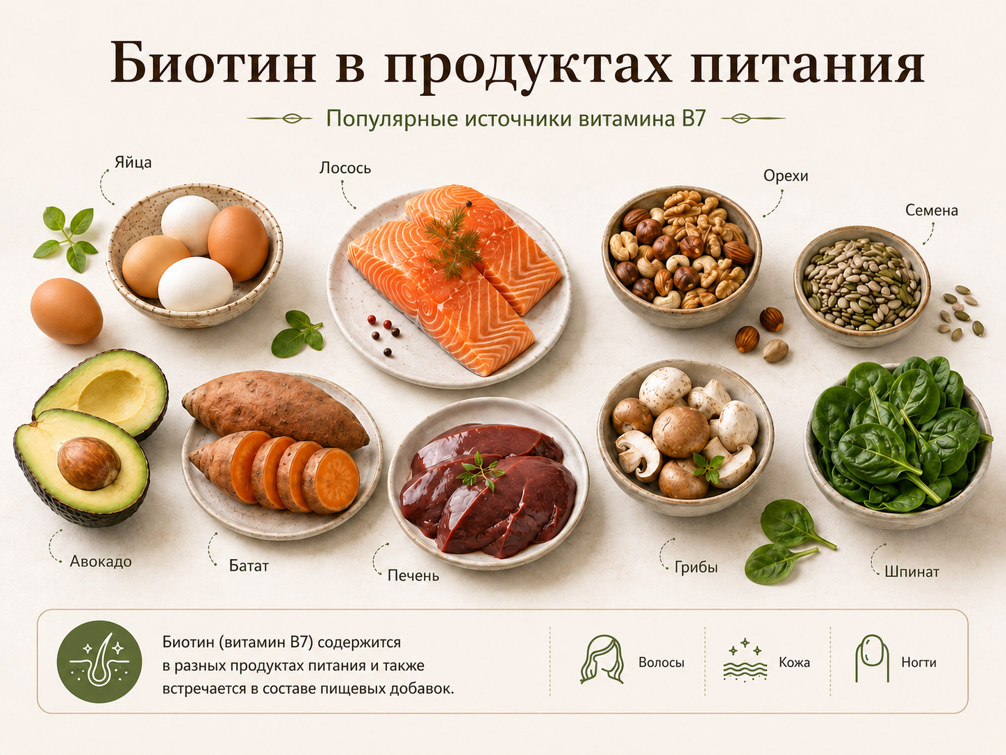 Биотин в продуктах питания