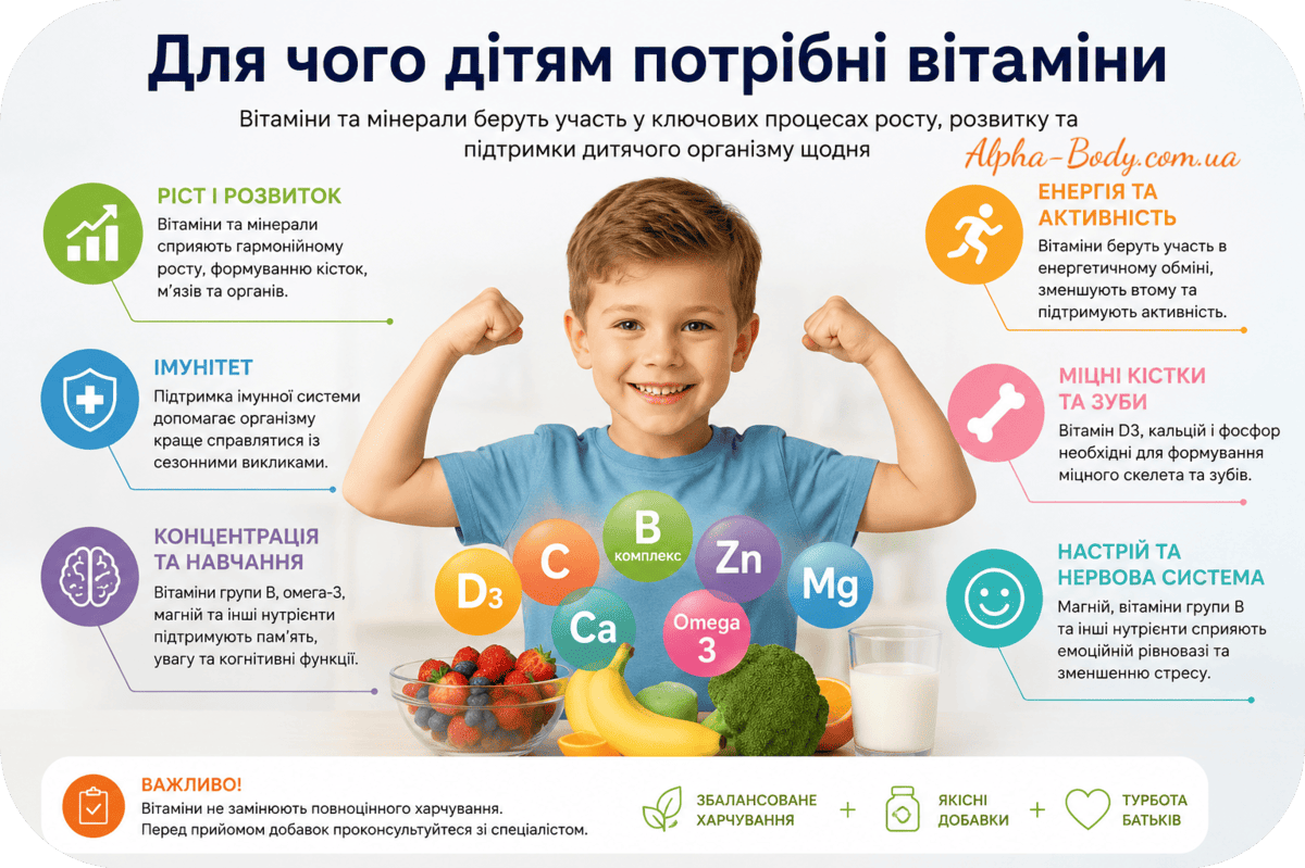 Для чого дітям потрібні вітаміни?