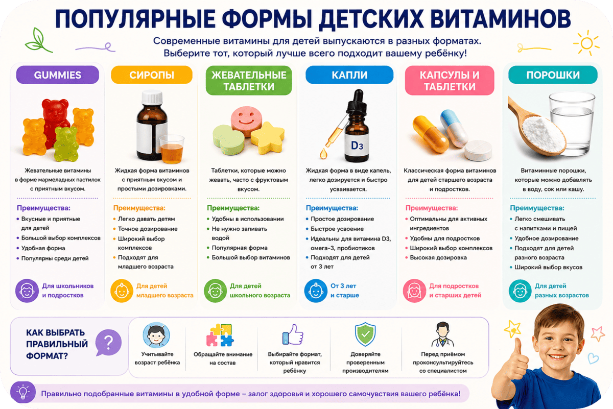 Популярные формы детских витамин