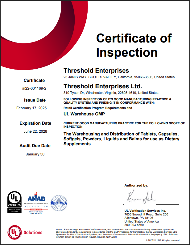 Source Naturals GMP Certificate Warehouse 2025